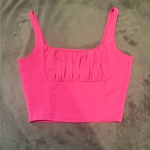Vibrant Pink Ruched Crop Top